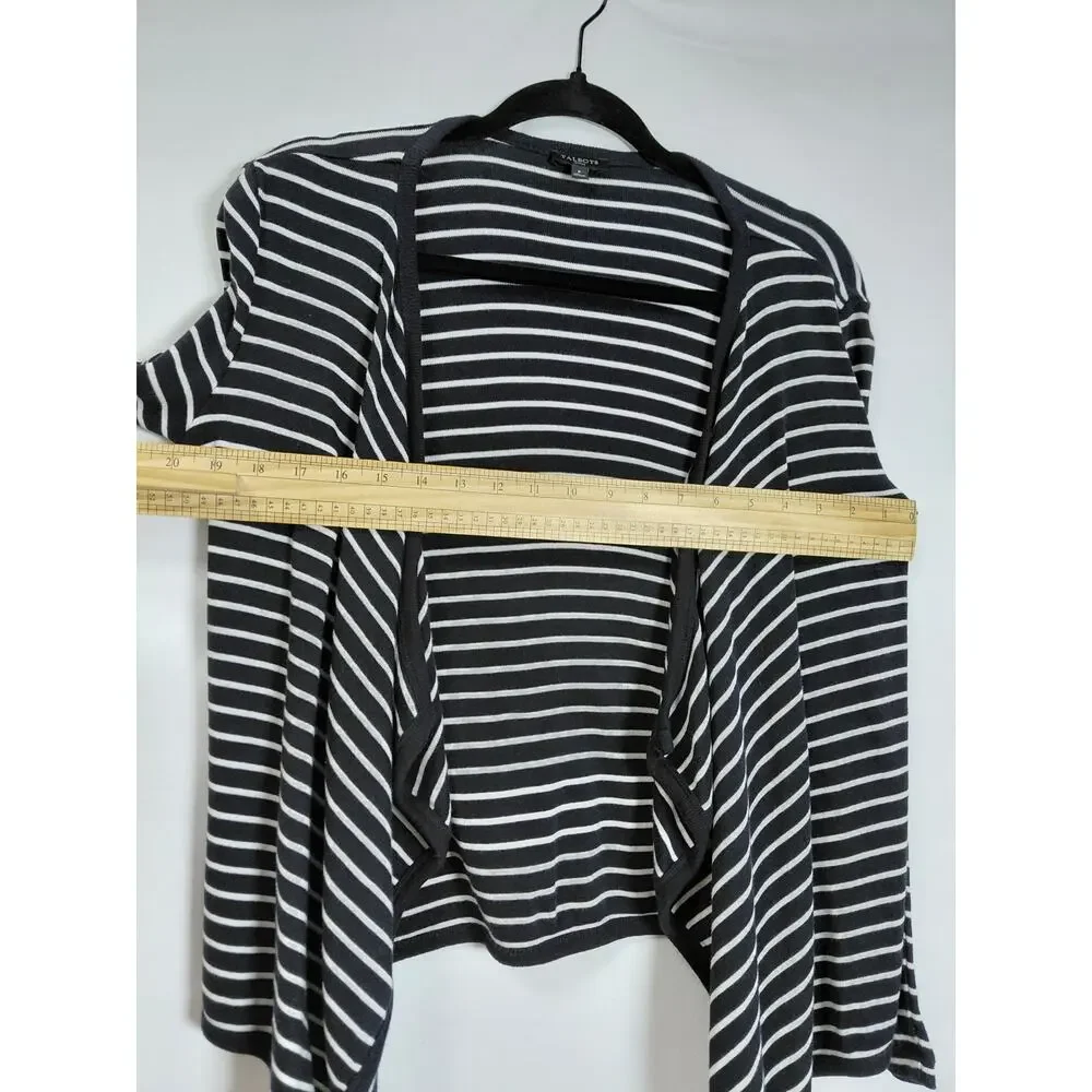 Talbots Black Knit Lightweight Stretch Striped Cardigan Women Petite Size P